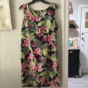 R&K Originals Tropical Floral Midi Dress - Black and Pink